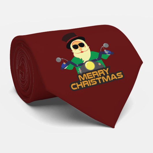 バイクもしくは自転車に乗る人サンタメンズタイ ネクタイ (ロール)
