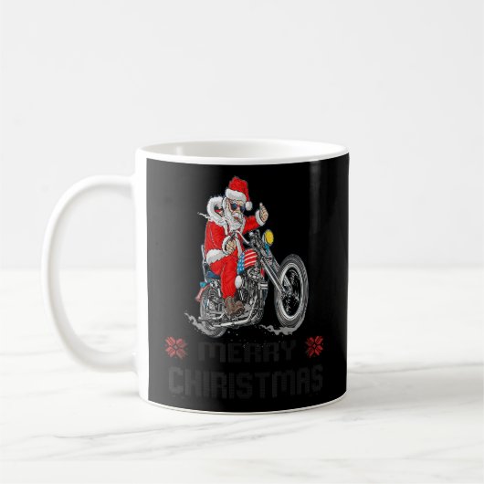 バイクもしくは自転車に乗る人サンタモーターサイクルファンメリークリスマスクリスマスホ コーヒーマグカップ (左)