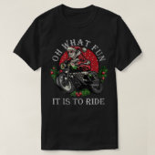 バイクもしくは自転車に乗る人サンタモーターサイクルファンメリークリスマスクリスマスホ Tシャツ (デザイン正面)