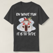 バイクもしくは自転車に乗る人サンタモーターサイクルファンメリークリスマスクリスマスホ Tシャツ (デザイン正面)