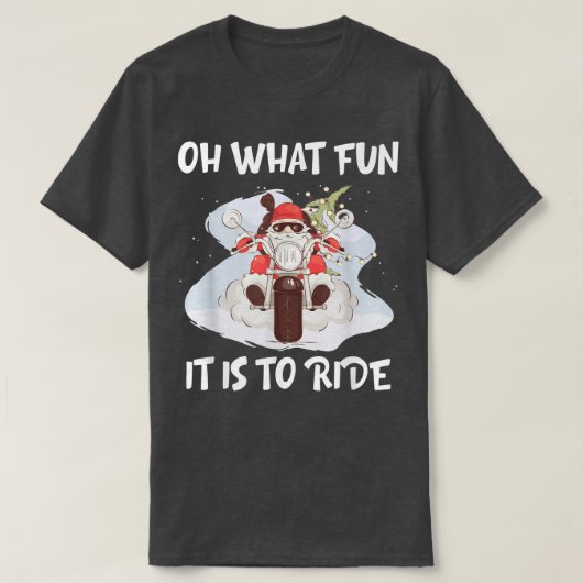 バイクもしくは自転車に乗る人サンタモーターサイクルファンメリークリスマスクリスマスホ Tシャツ (デザイン正面)