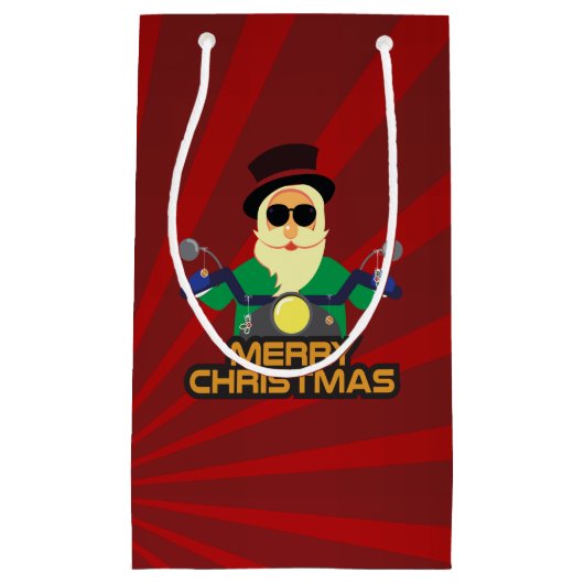 バイクもしくは自転車に乗る人サンタ抱き枕 スモールペーパーバッグ (正面)