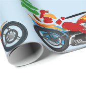 バイクもしくは自転車に乗る人サンタ運はチョッパーのクリスマスツリー ラッピングペーパー (ロールコーナー)