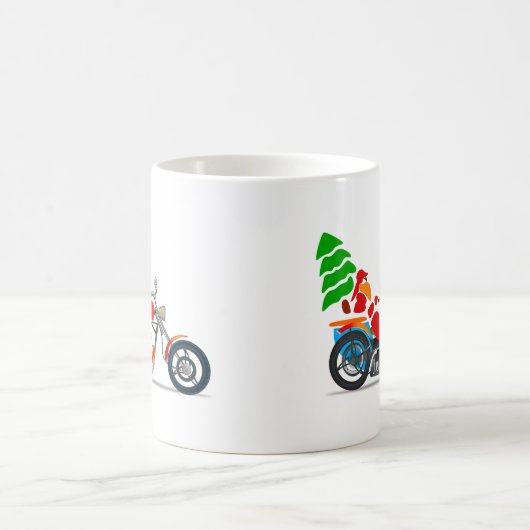 バイクもしくは自転車に乗る人サンタ コーヒーマグカップ (中央)