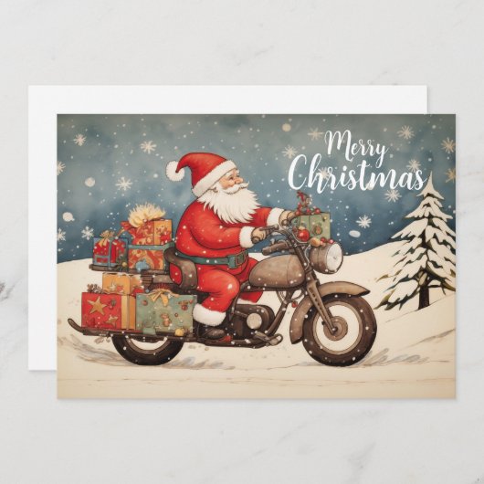 バイクもしくは自転車に乗る人サンタ シーズンカード (正面/裏面)