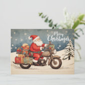 バイクもしくは自転車に乗る人サンタ シーズンカード (スタンド正面)