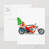 バイクもしくは自転車に乗る人サンタ シーズンポストカード (正面/裏面)