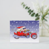 バイクもしくは自転車に乗る人サンタ シーズンポストカード (スタンド正面)