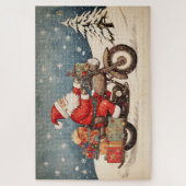 バイクもしくは自転車に乗る人サンタ ジグソーパズル (縦)