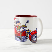 バイクもしくは自転車に乗る人サンタ ツートーンマグカップ (正面右)