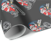 バイクもしくは自転車に乗る人サンタ ラッピングペーパー (ロールコーナー)