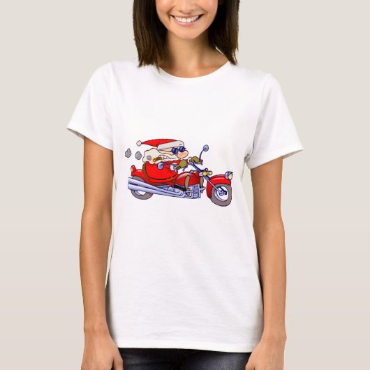 バイクもしくは自転車に乗る人サンタ Tシャツ (正面)