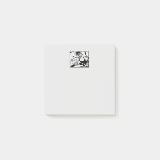 バイクもしくは自転車に乗る人シックなグレーのノートパッド ポストイット (正面)