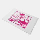 バイクもしくは自転車に乗る人シックのピンクと白のdoormat ドアマット (アングル)