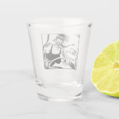 バイクもしくは自転車に乗る人シックのブラックショットガラス ショットグラス (裏面)