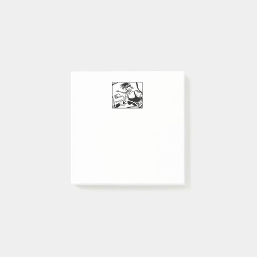 バイクもしくは自転車に乗る人シックのホワイトノートパッド ポストイット (正面)