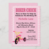 バイクもしくは自転車に乗る人シック三輪車誕生日招待状 招待状 (正面/裏面)