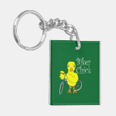 バイクもしくは自転車に乗る人シック文字 キーホルダー (正面左)