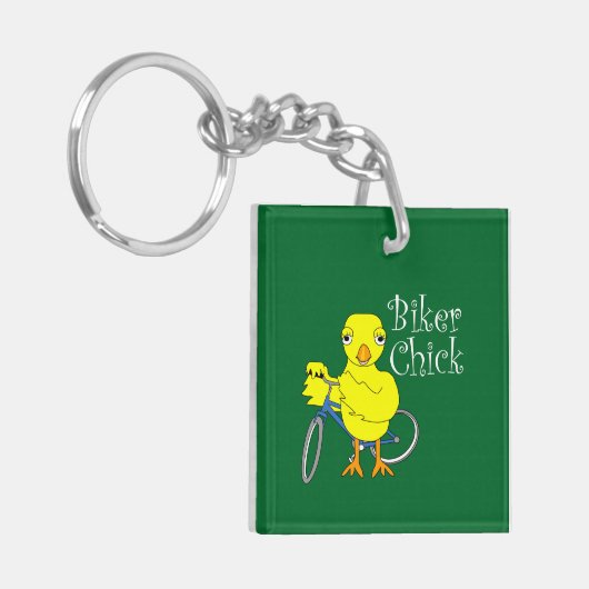 バイクもしくは自転車に乗る人シック文字 キーホルダー (正面左)