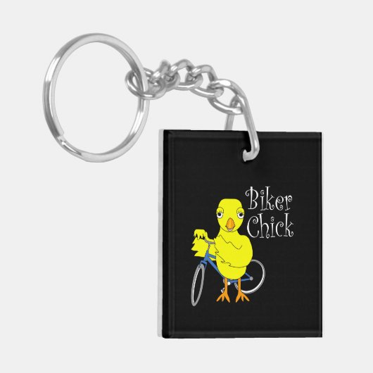 バイクもしくは自転車に乗る人シック文字 キーホルダー (正面左)