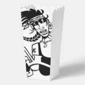 バイクもしくは自転車に乗る人シック白黒ポップコーン箱 フェイバーボックス (正面)