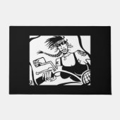 バイクもしくは自転車に乗る人シック黒のdoormat ドアマット (正面)