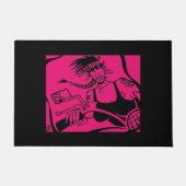 バイクもしくは自転車に乗る人シック黒ピンクの黒のdoormat ドアマット (正面)