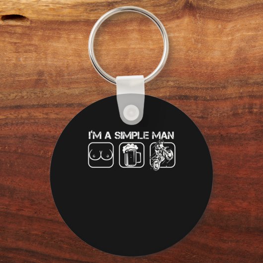 バイクもしくは自転車に乗る人シンプルマンガールズビールモーターサイクルモトクロスG キーホルダー (正面)