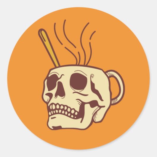 バイクもしくは自転車に乗る人スカル ラウンドシール (正面)