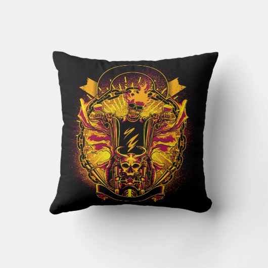 バイクもしくは自転車に乗る人スケルトンエビルファイアモーターバイク クッション (裏面)