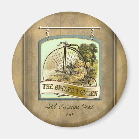 バイクもしくは自転車に乗る人ズタバーンパーブサインパーソナライズされたマグネット マグネット (正面)