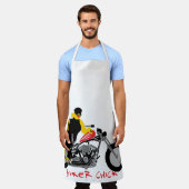 バイクもしくは自転車に乗る人チックオートバイに座る エプロン (着用した状態)
