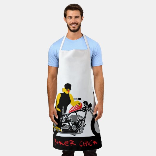バイクもしくは自転車に乗る人チックオートバイに座る エプロン (着用した状態)