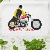 バイクもしくは自転車に乗る人チックオートバイに座る キッチンタオル (折り畳み)