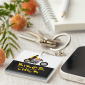 バイクもしくは自転車に乗る人チックオートバイに座る キーホルダー (正面右)