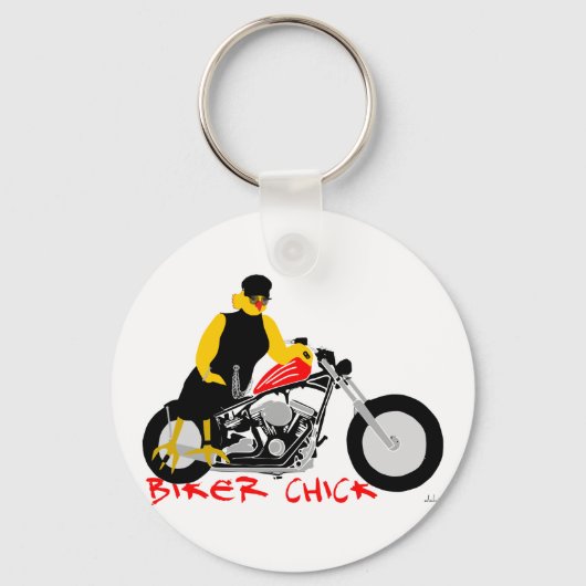 バイクもしくは自転車に乗る人チックオートバイに座る キーホルダー (正面)