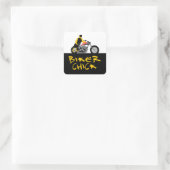 バイクもしくは自転車に乗る人チックオートバイに座る スクエアシール (バッグ)