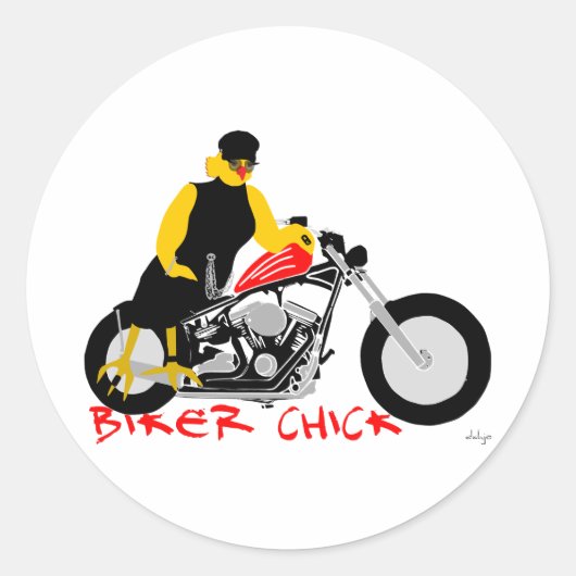 バイクもしくは自転車に乗る人チックオートバイに座る ラウンドシール (正面)
