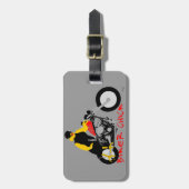 バイクもしくは自転車に乗る人チックオートバイに座る ラゲッジタグ (正面縦)