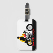 バイクもしくは自転車に乗る人チックオートバイに座る ラゲッジタグ (正面縦)