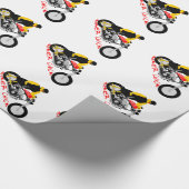 バイクもしくは自転車に乗る人チックオートバイに座る ラッピングペーパー (角)