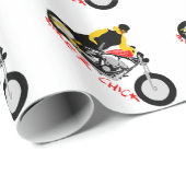 バイクもしくは自転車に乗る人チックオートバイに座る ラッピングペーパー (ロールコーナー)