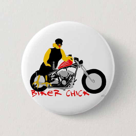 バイクもしくは自転車に乗る人チックオートバイに座る 缶バッジ (正面)