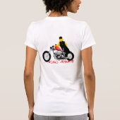 バイクもしくは自転車に乗る人チックオートバイに座る Tシャツ (裏面)