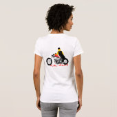 バイクもしくは自転車に乗る人チックオートバイに座る Tシャツ (裏面フル)
