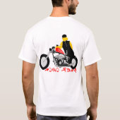 バイクもしくは自転車に乗る人チックオートバイに座る Tシャツ (裏面)