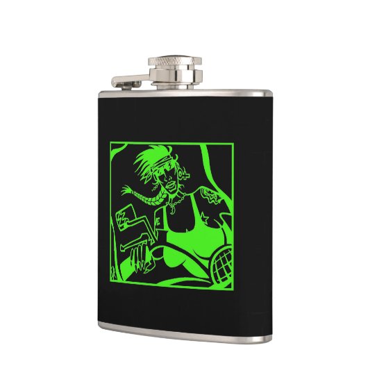 バイクもしくは自転車に乗る人チックグリーンブラック包まれたフラスコ フラスク (左)