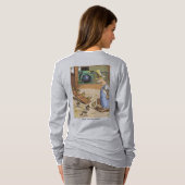 バイクもしくは自転車に乗る人チックス女性灰色の長い袖のシャツ背 Tシャツ (裏面フル)