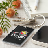 バイクもしくは自転車に乗る人チックモーターサイクルウィメンズ キーホルダー (正面右)