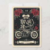 バイクもしくは自転車に乗る人ティルデスタロット結婚式招待状 招待状 (裏面)